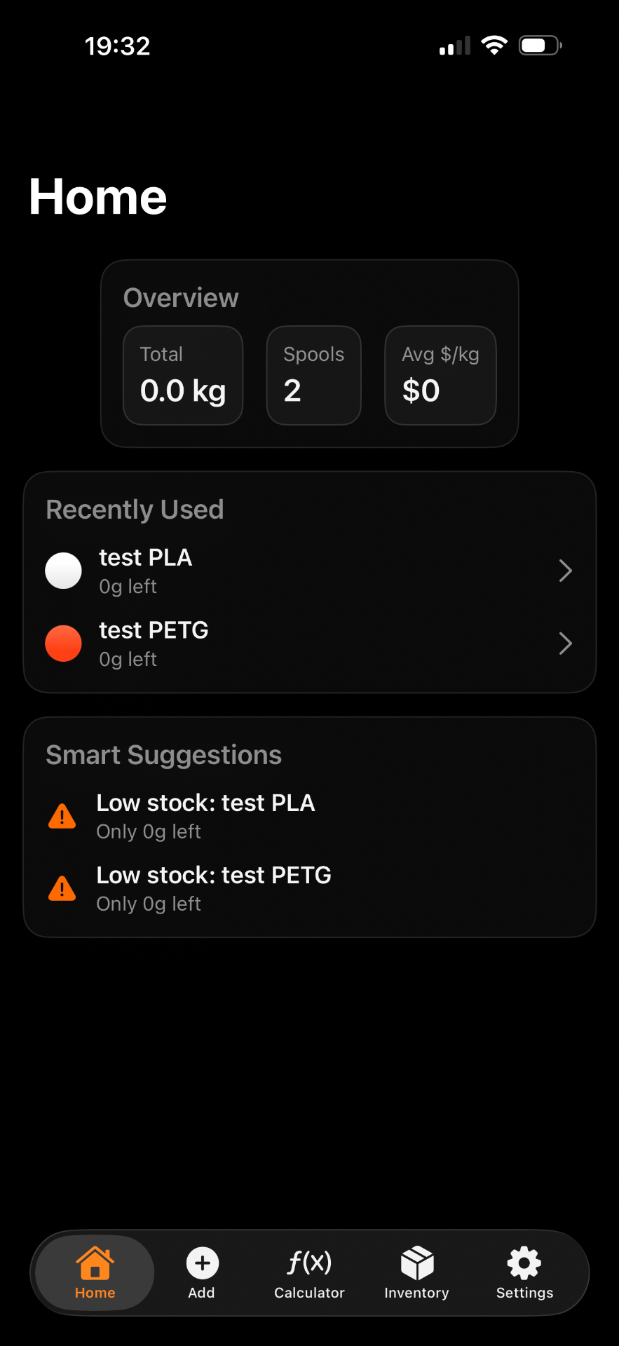 Domovská obrazovka aplikace Filastore